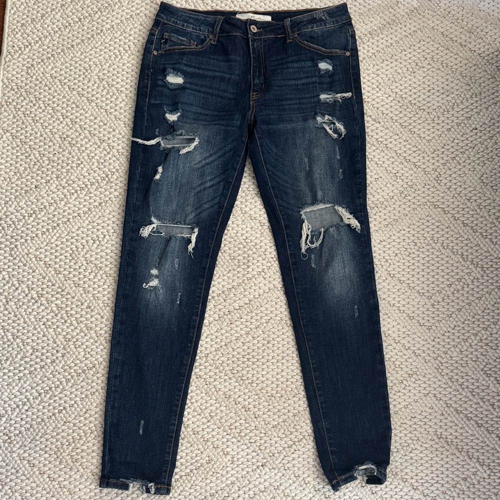 KanCan Dark Blue Distressed Skinny Jeans